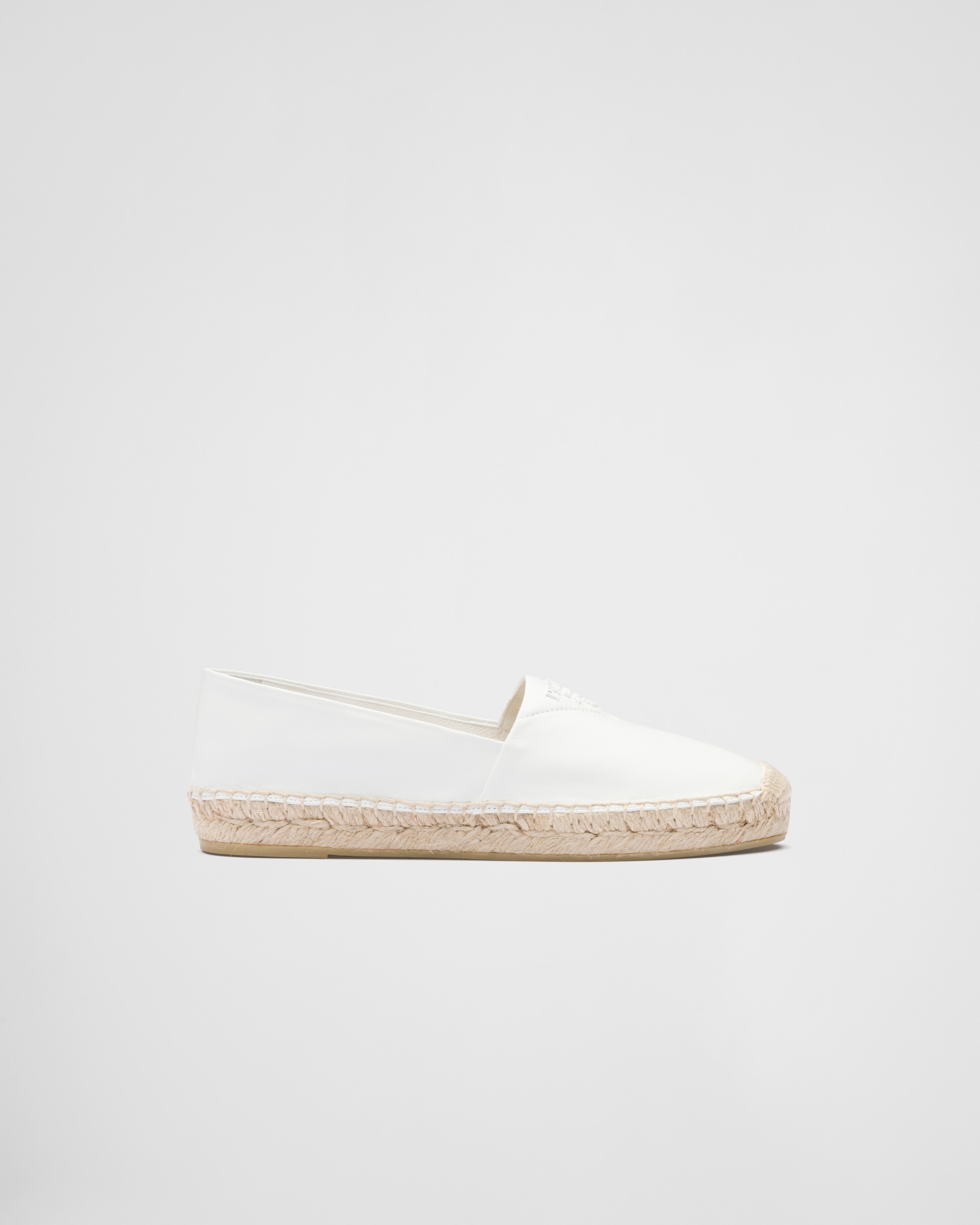 Prada Nappa Leather Espadrilles, Women, White, Size 35