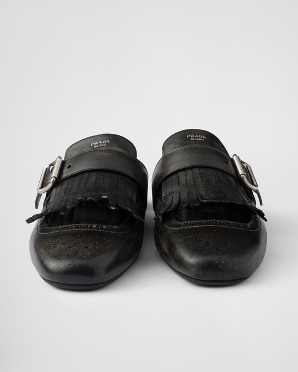 Shuffle fringed leather mules Shuffle fringed leather mules