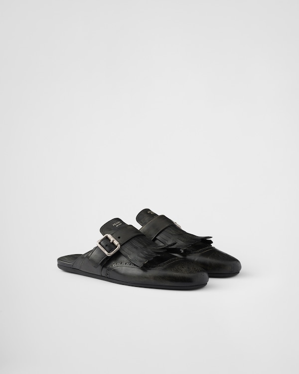 ブラック レザー スリッパ | PRADA