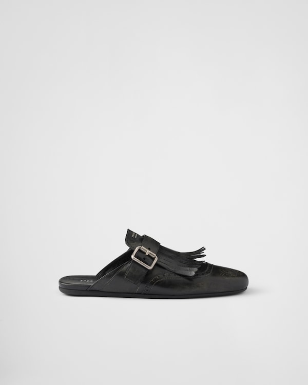 Shuffle fringed leather mules Shuffle fringed leather mules