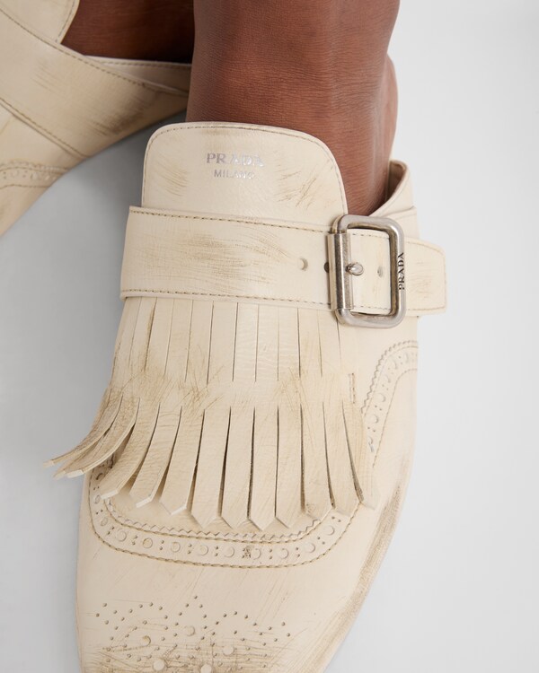 Shuffle fringed leather mules Shuffle fringed leather mules