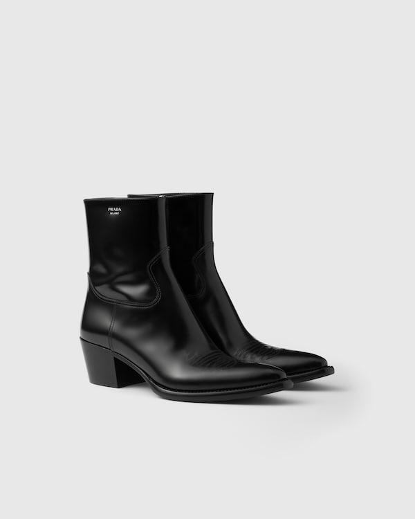 PRADA 3U6376 307JF0002 プラダハーフブーツブラックレザー