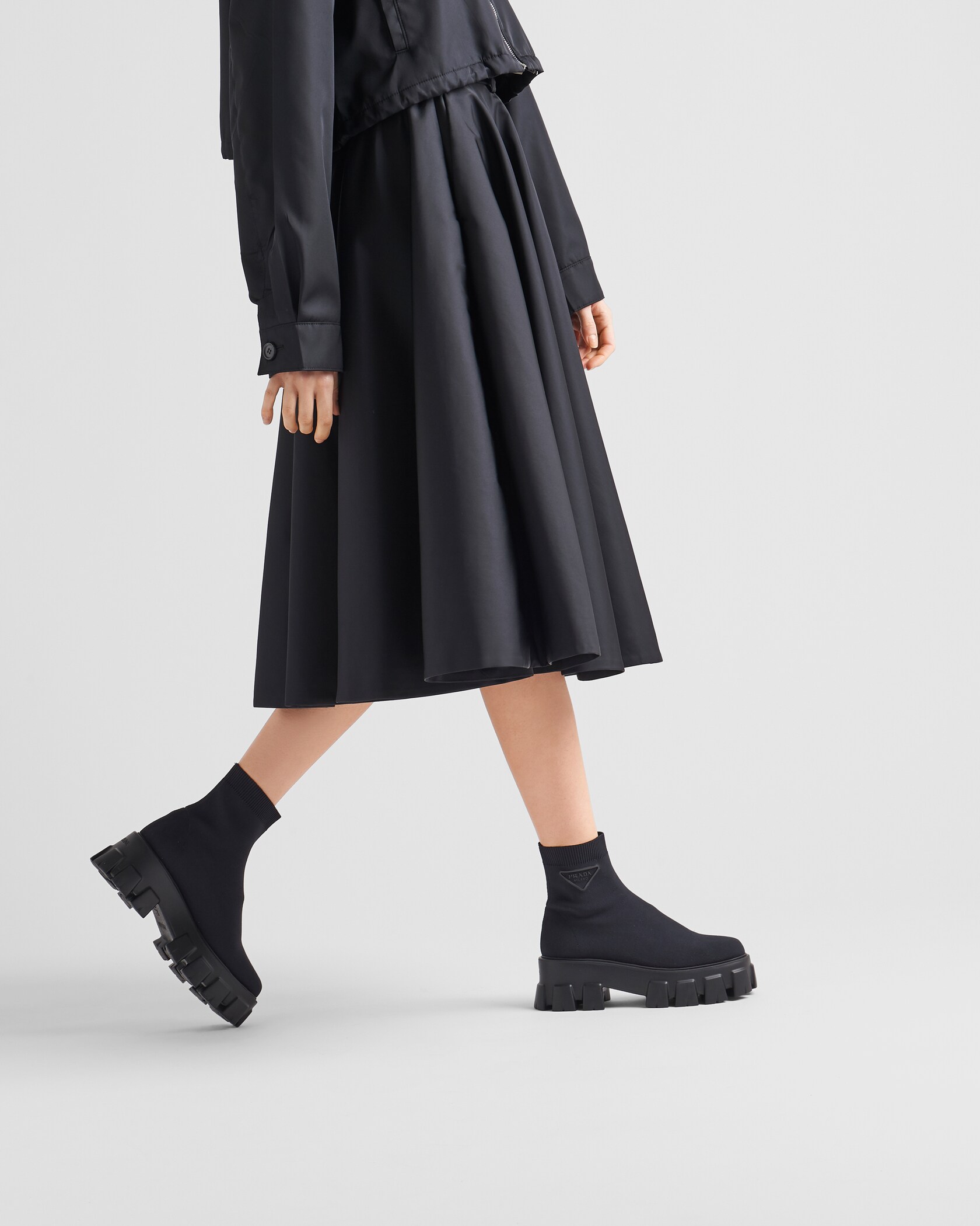 Black Monolith Knit Booties PRADA