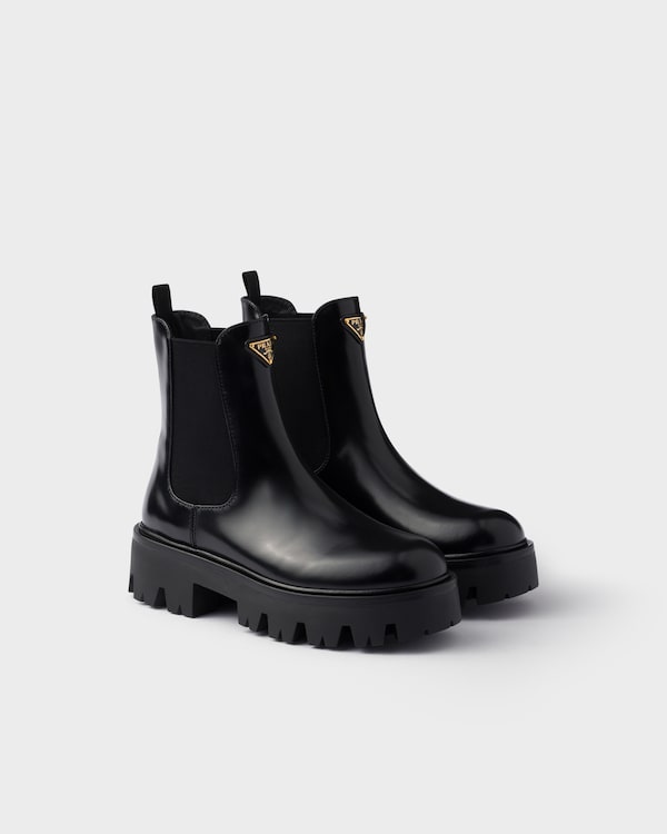 PRADA BRUSHED LEATHER CHELSEA BOOTS ブラッシュドレザーブーツ Prada Brushed Leather Chelsea Boots | Saks Fifth Avenue