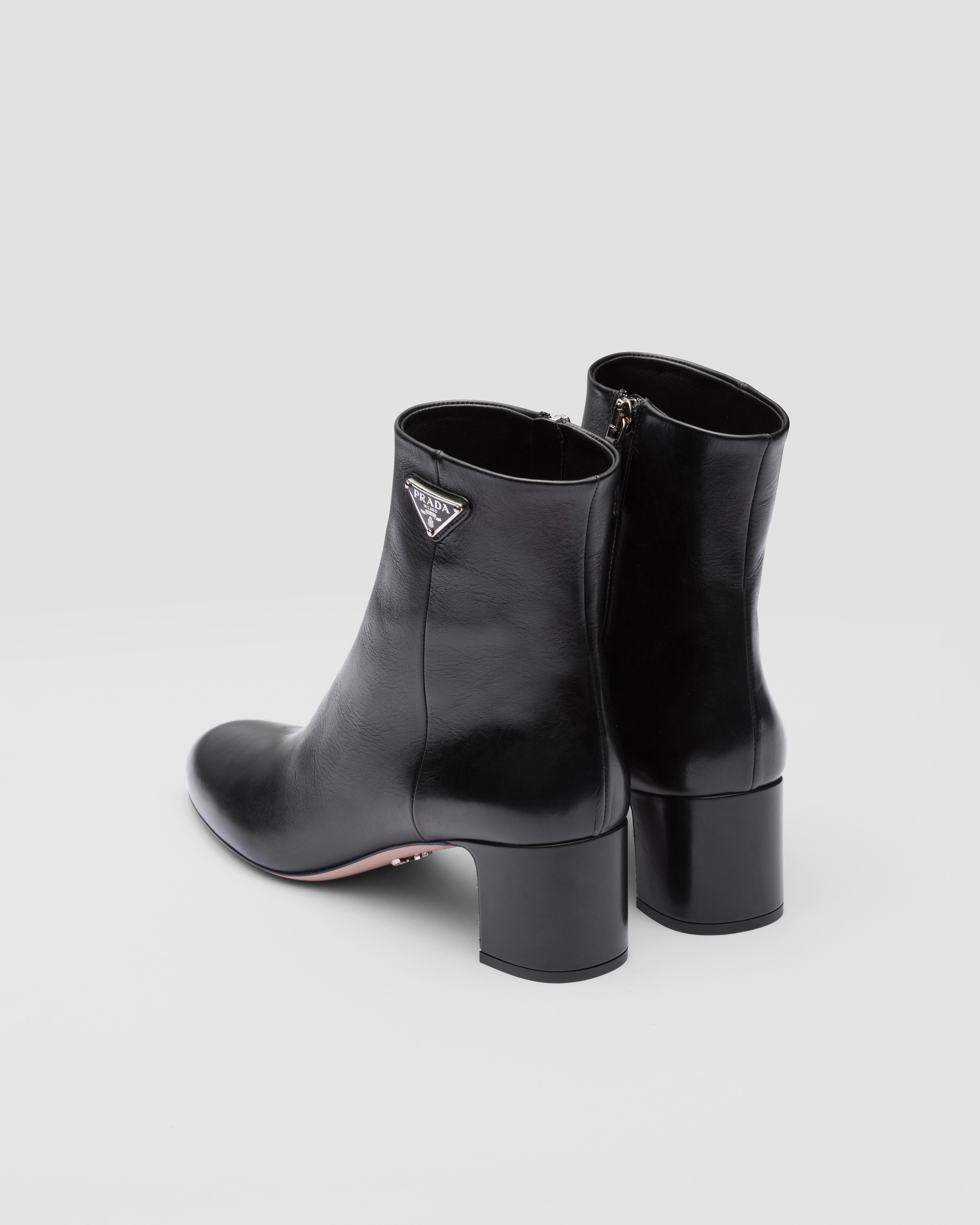 Black Leather Booties PRADA