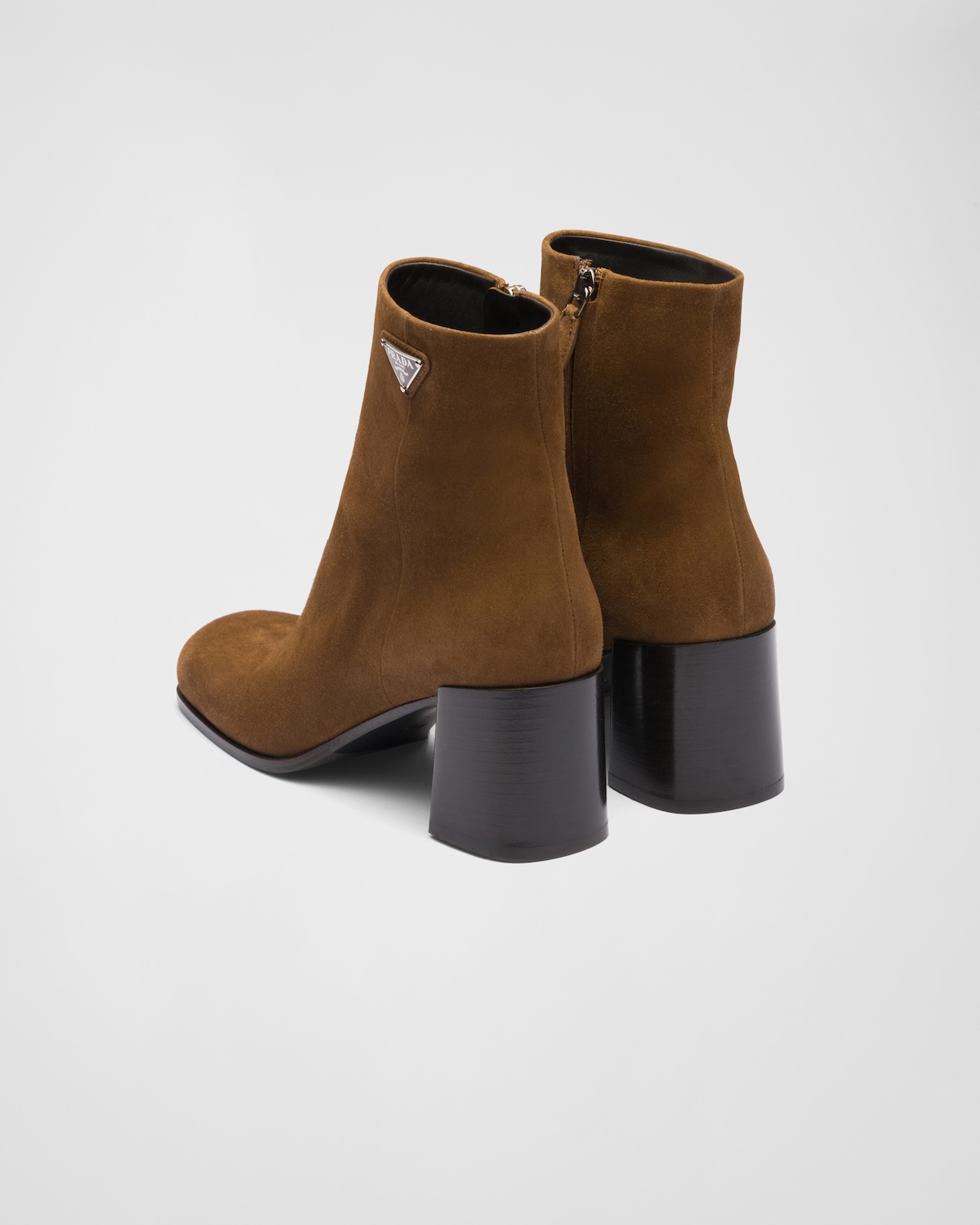 PRADA 25S MARTIN BOOTS IN DARK BURGUNDY BROWN SUEDE FUR-LINED