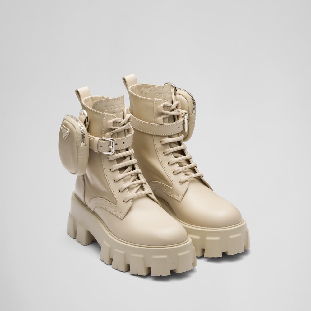 Prada Monolith leather and Re-Nylon boots with pouch 1