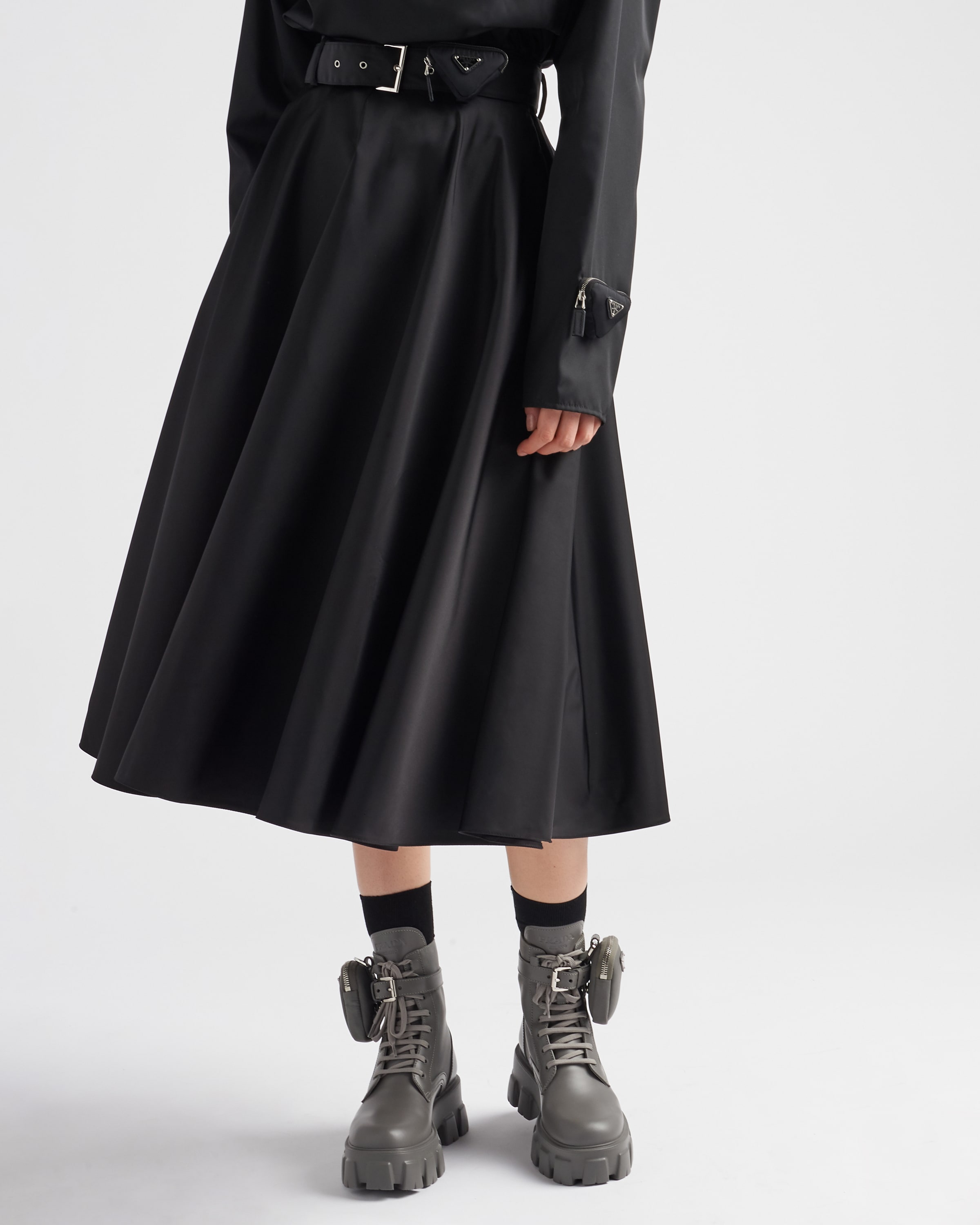 Marmorgrau Monolith Combat Boots Aus Leder Und Re nylon PRADA