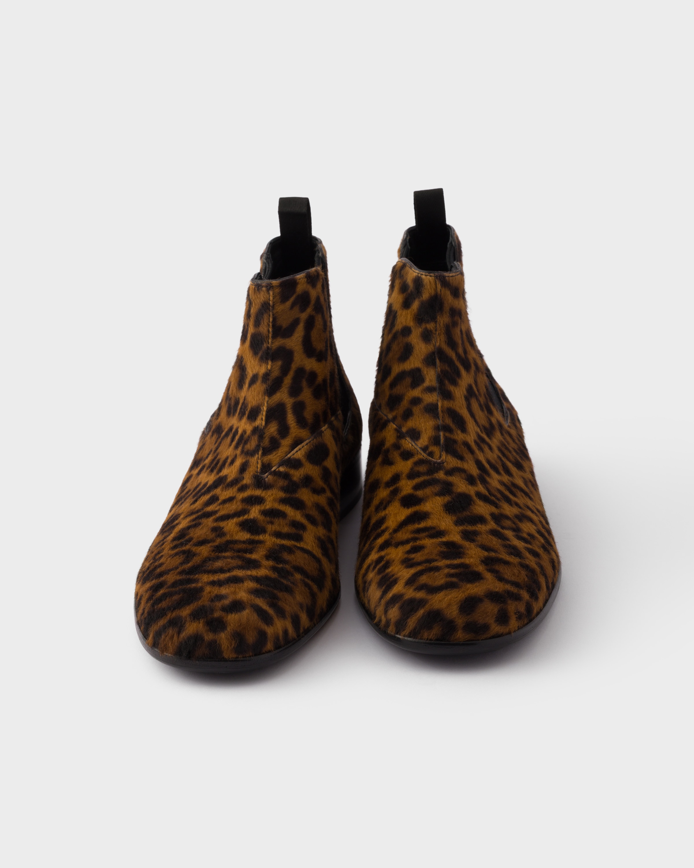 Printed leather booties