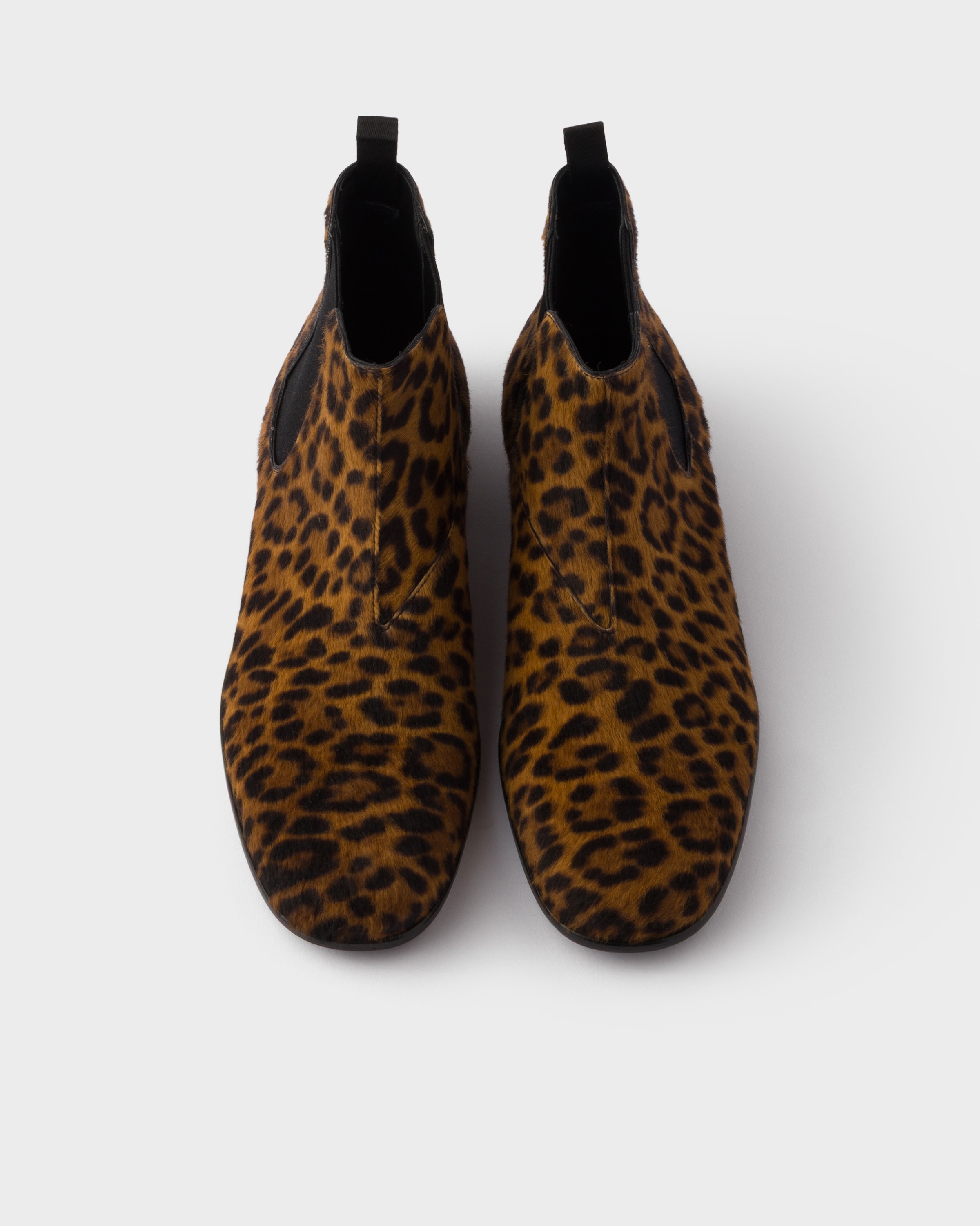 Printed leather booties