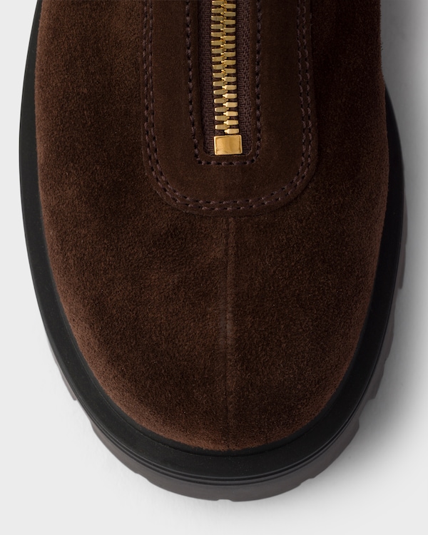 Suede booties with zip - Dark Brown Suede booties with zip - Dark Brown