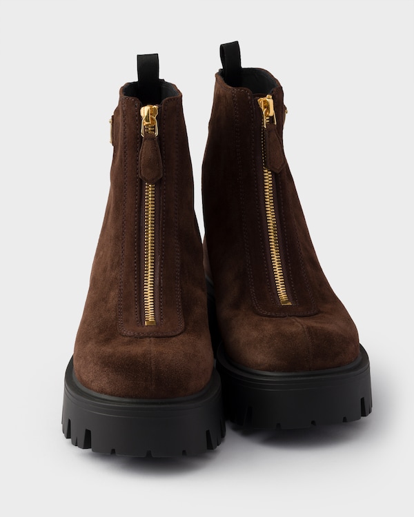 Suede booties with zip - Dark Brown Suede booties with zip - Dark Brown