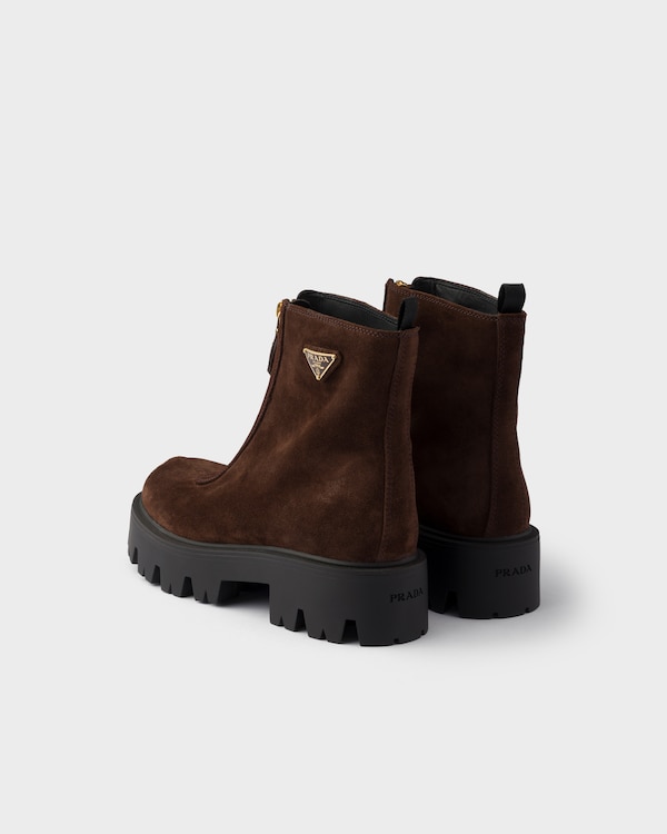 Suede booties with zip - Dark Brown Suede booties with zip - Dark Brown