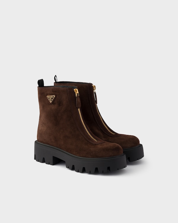 Suede booties with zip - Dark Brown Suede booties with zip - Dark Brown