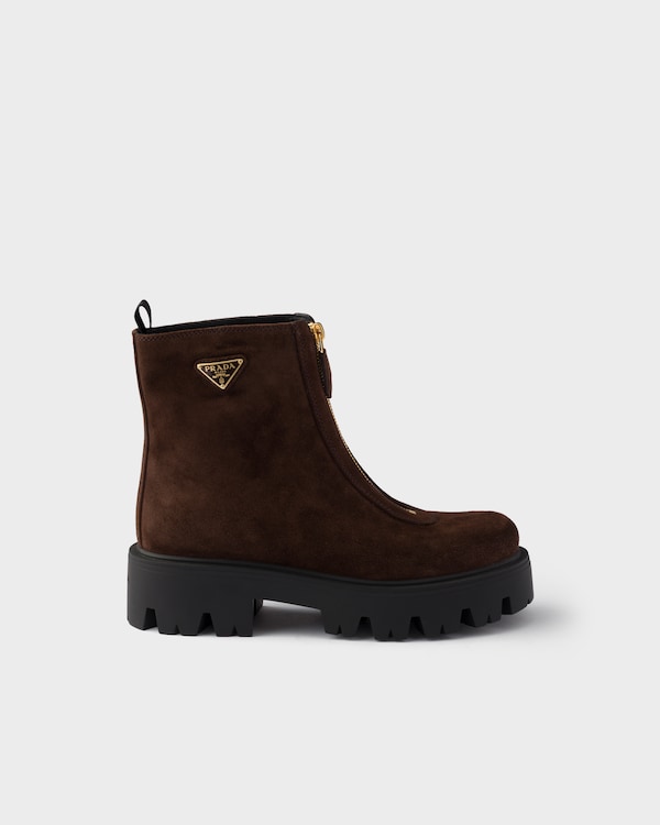 Suede booties with zip - Dark Brown Suede booties with zip - Dark Brown