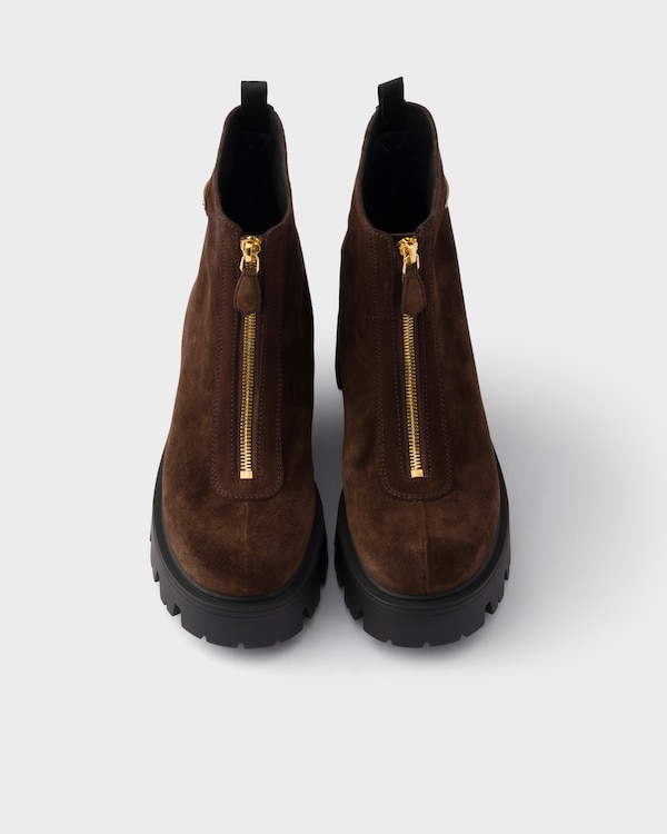 Suede booties with zip - Dark Brown Suede booties with zip - Dark Brown