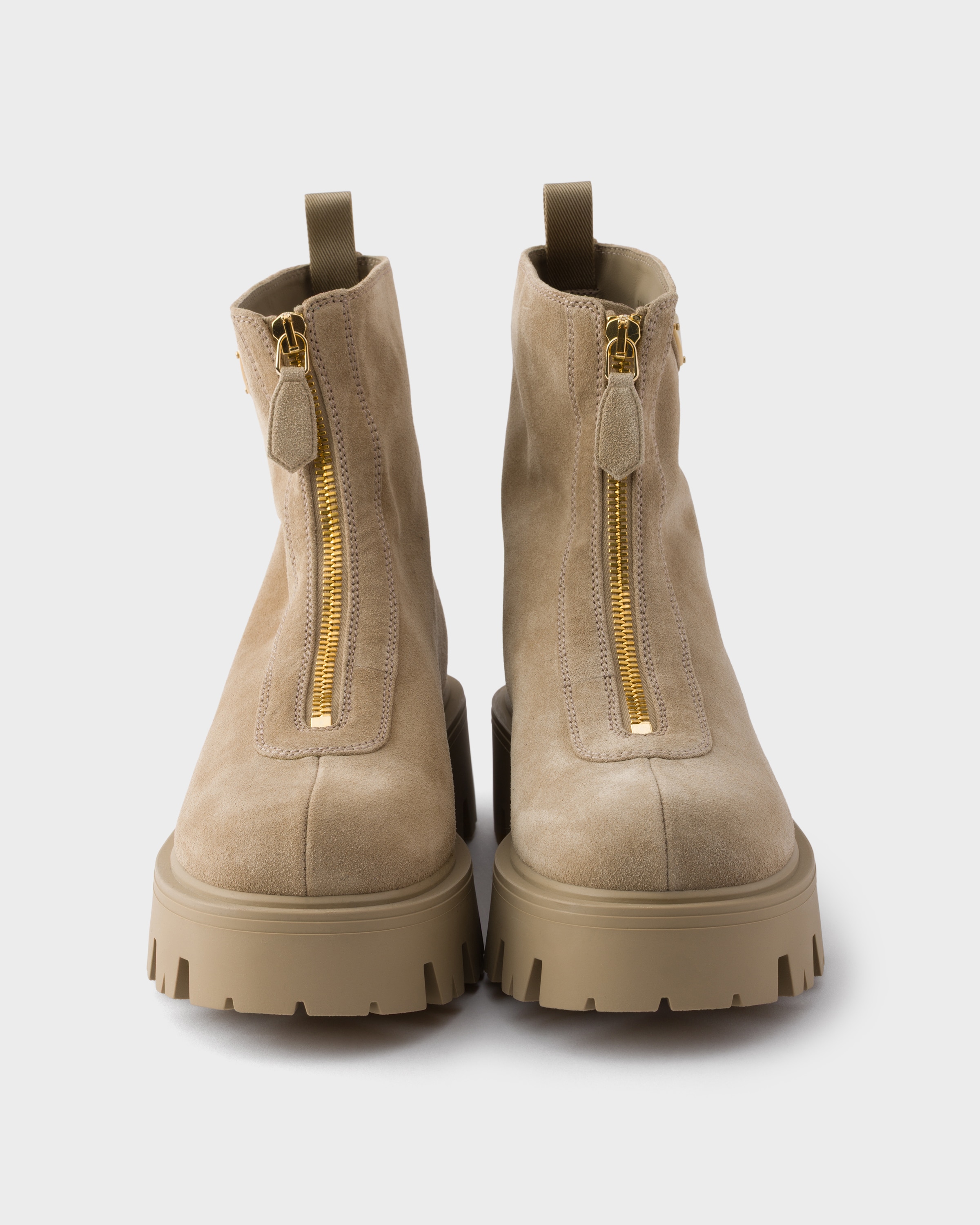 Suede booties with zip