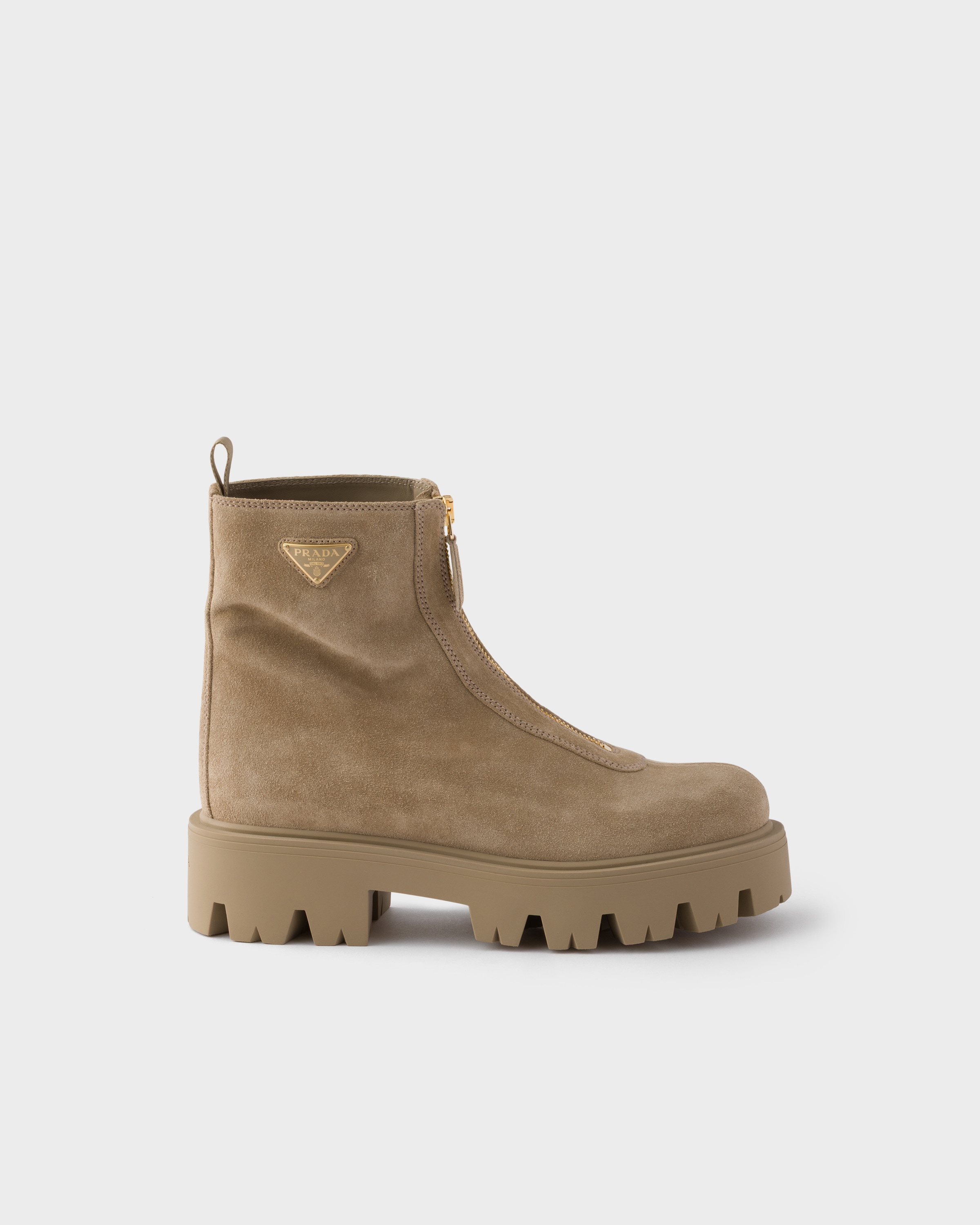 Suede booties with zip