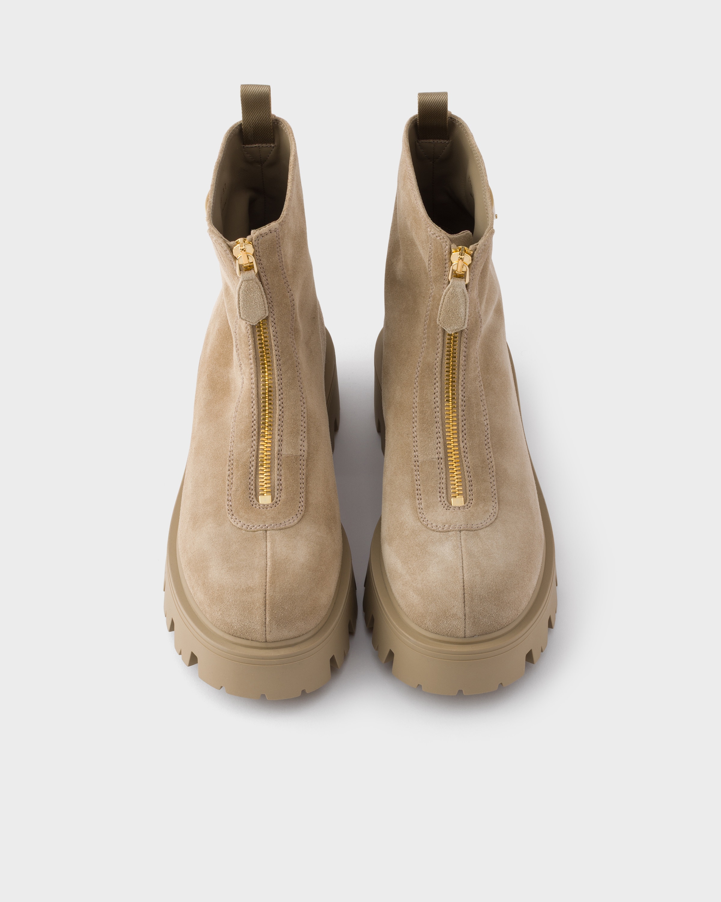 Suede booties with zip