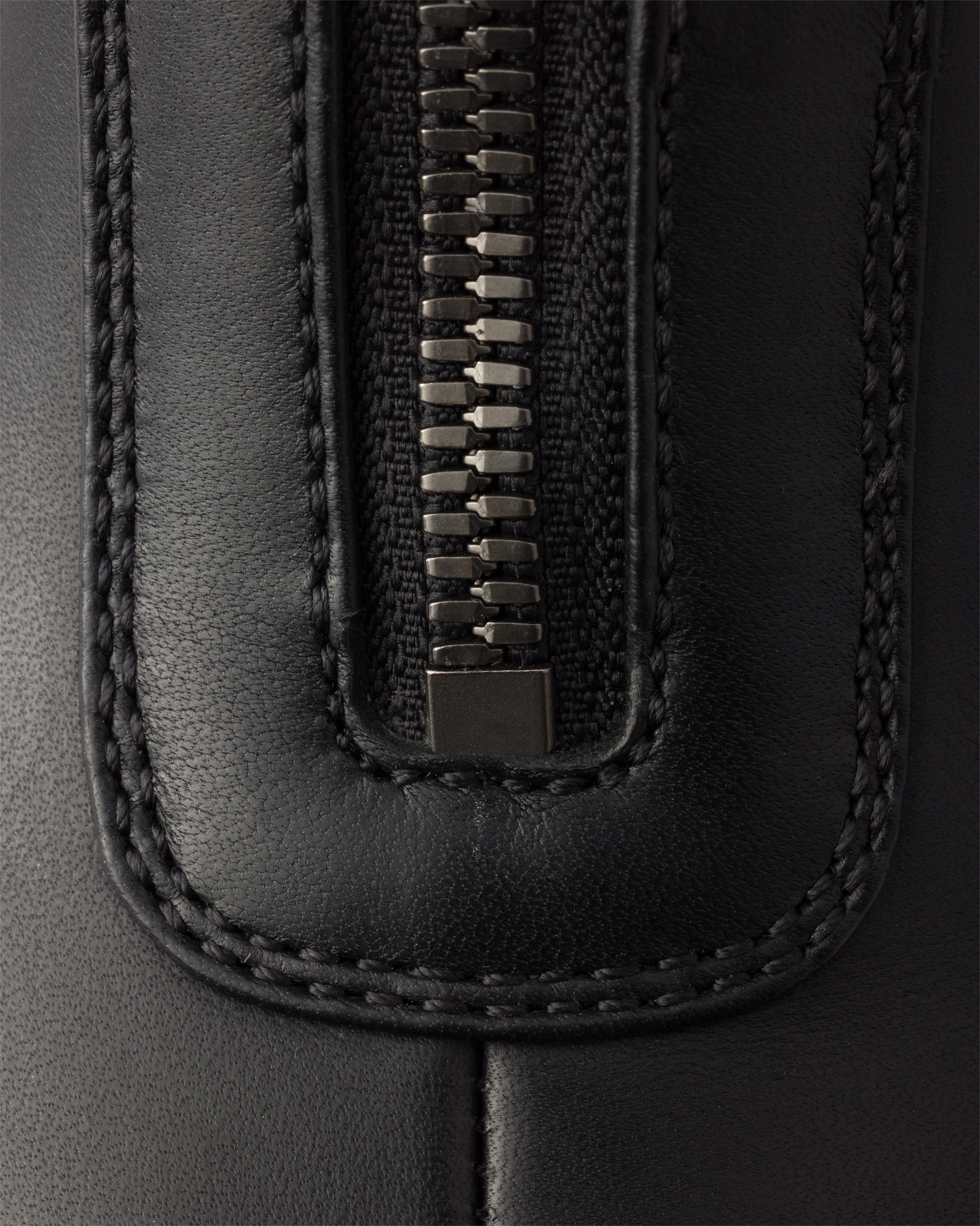 Black Leather zipper booties | PRADA - United States