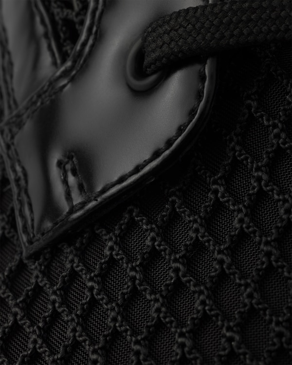 Mesh fabric and brushed leather booties with pouch - Black Mesh fabric and brushed leather booties with pouch - Black