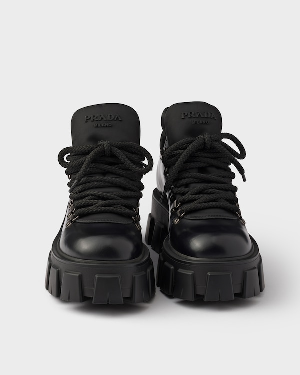 Monolith leather and Re-Nylon booties - Black Monolith leather and Re-Nylon booties - Black