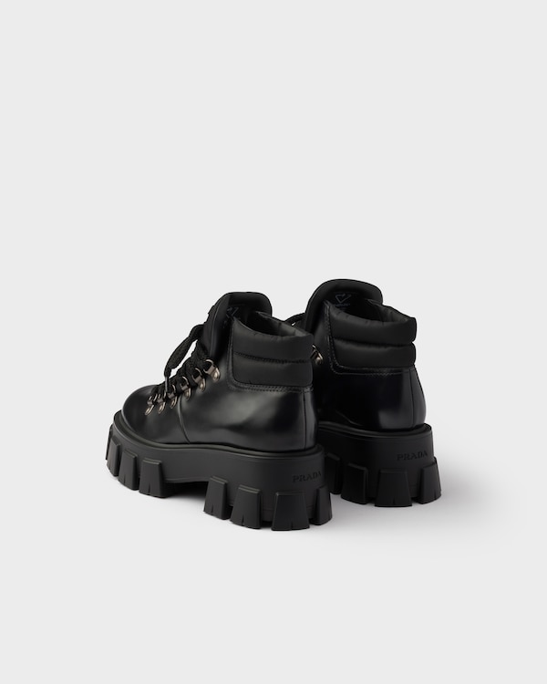 Monolith leather and Re-Nylon booties - Black Monolith leather and Re-Nylon booties - Black