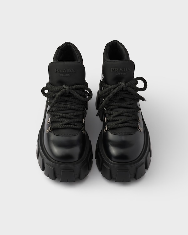 Monolith leather and Re-Nylon booties - Black Monolith leather and Re-Nylon booties - Black