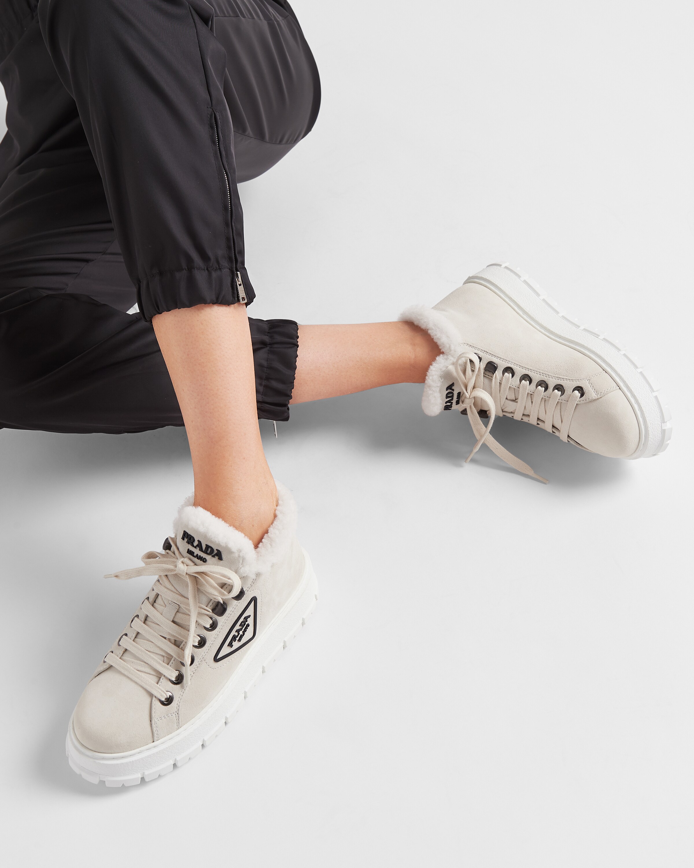 Prada suede lace up booties Clearance