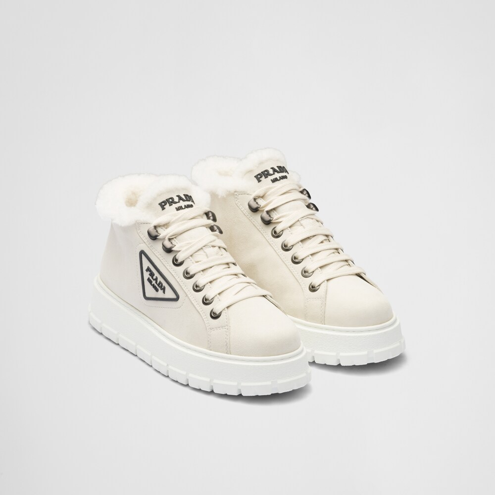 Prada suede lace up booties Clearance