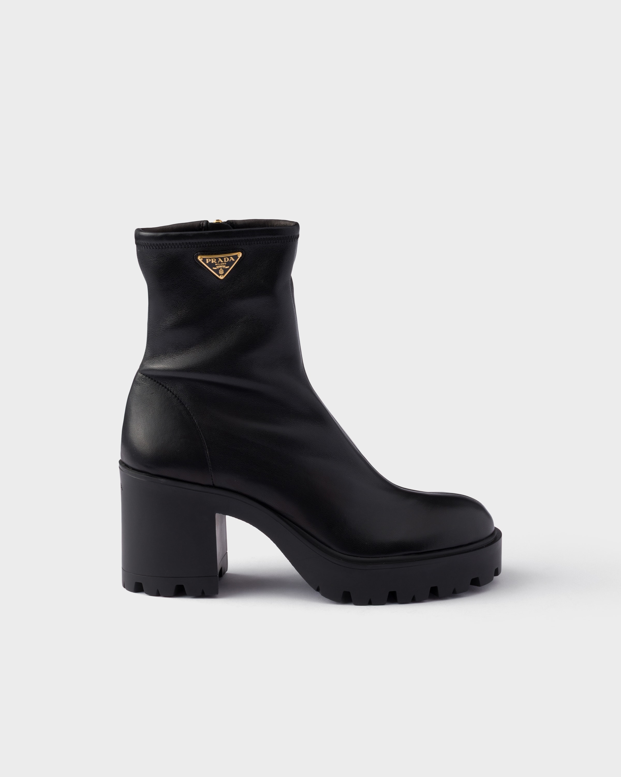 ブラック ストレッチ ナッパレザー ブーティー | PRADA - 日本