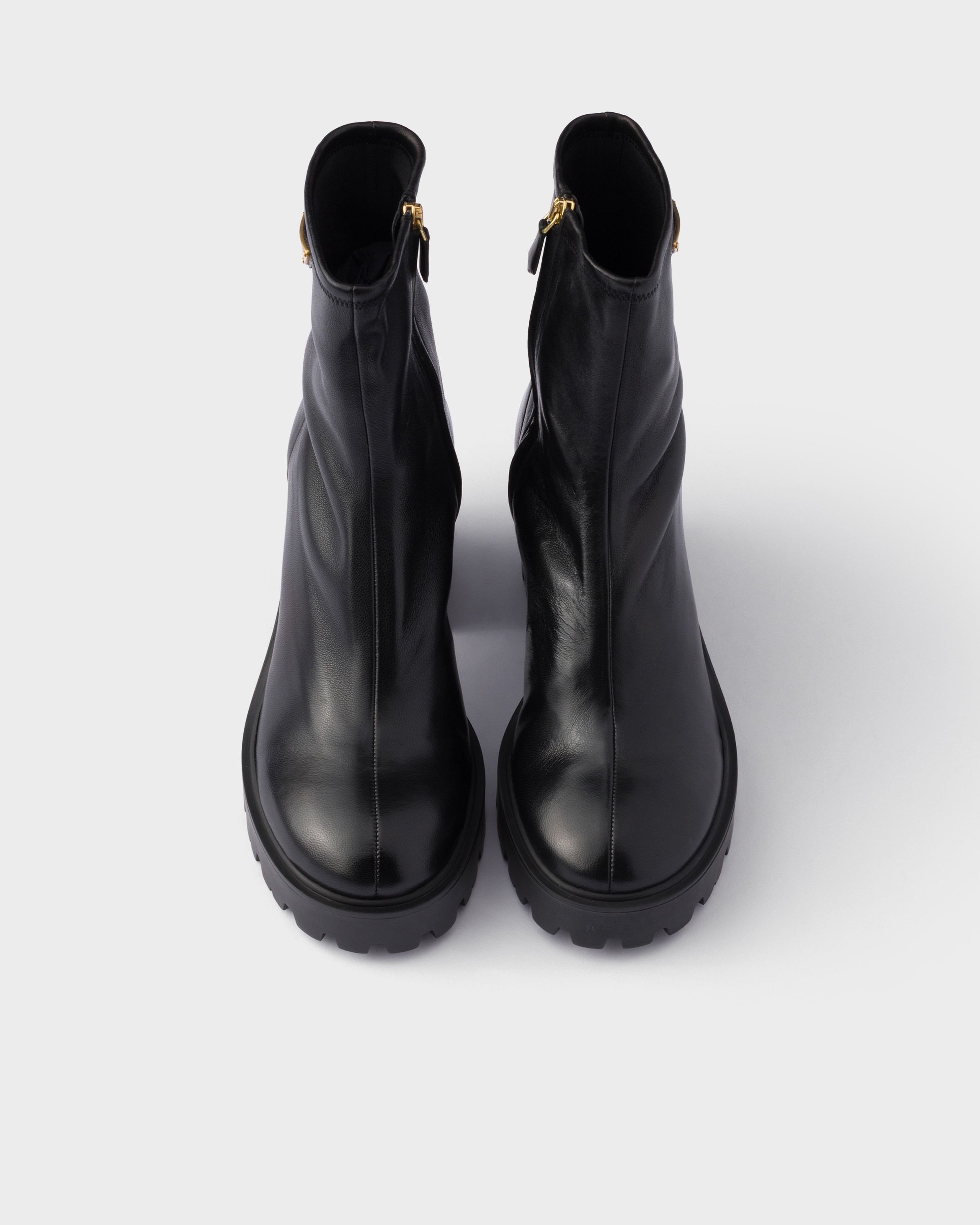 Black Stride Stretch Nappa Leather Booties | PRADA - United States