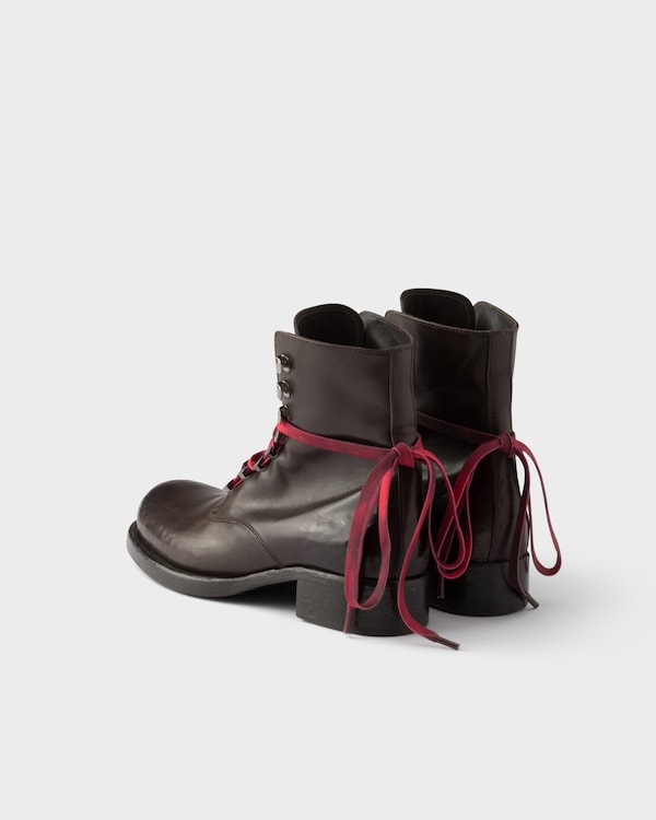 Schnürstiefeletten aus Leder - Teak Schnürstiefeletten aus Leder - Teak