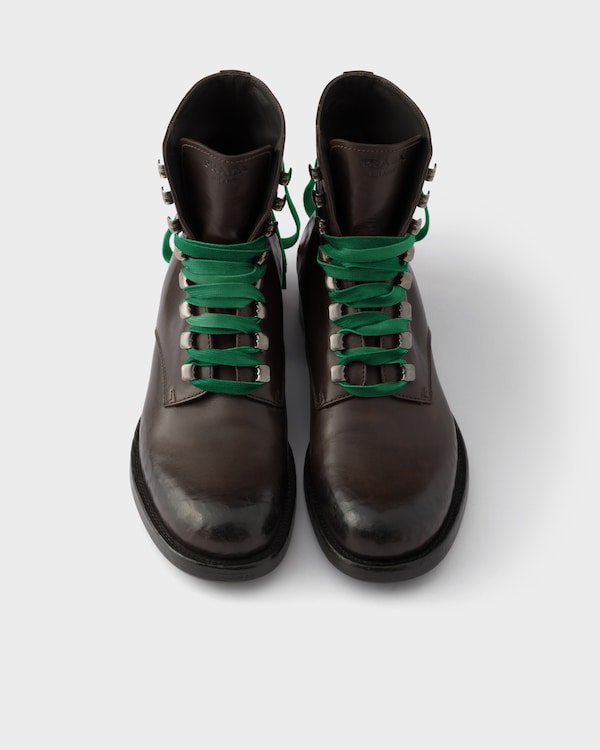 Schnürstiefeletten aus Leder - Teak Schnürstiefeletten aus Leder - Teak