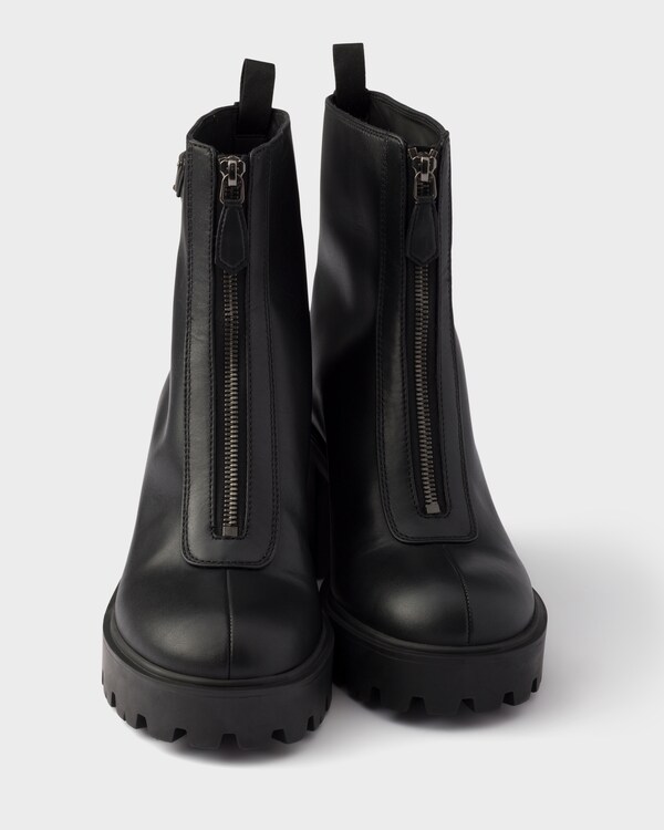 Leather ankle boots with zipper - Black Leather ankle boots with zipper - Black
