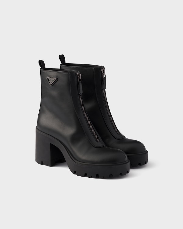 Leather ankle boots with zipper - Black Leather ankle boots with zipper - Black
