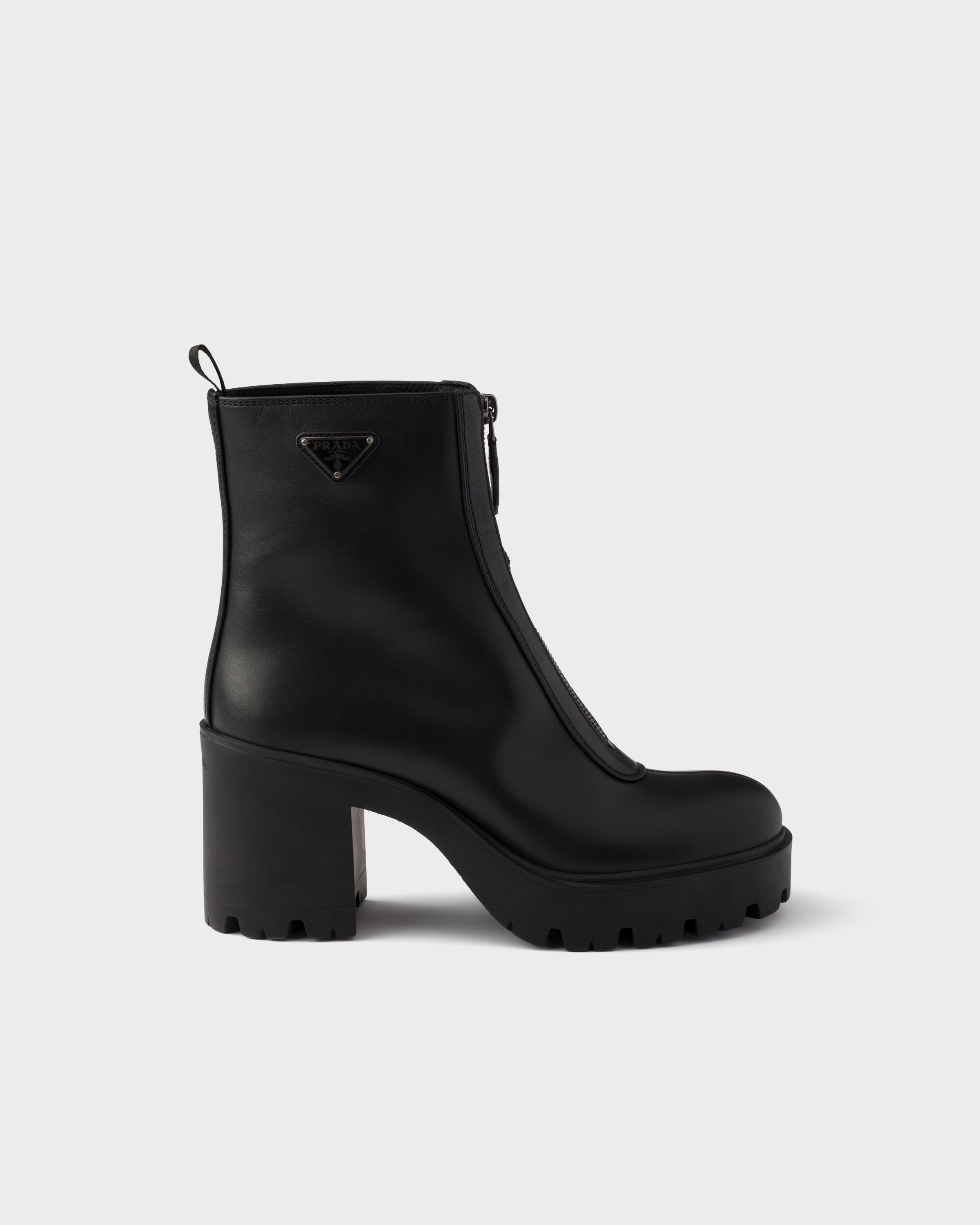 Black Leather Ankle Boots With Zipper | PRADA - United States