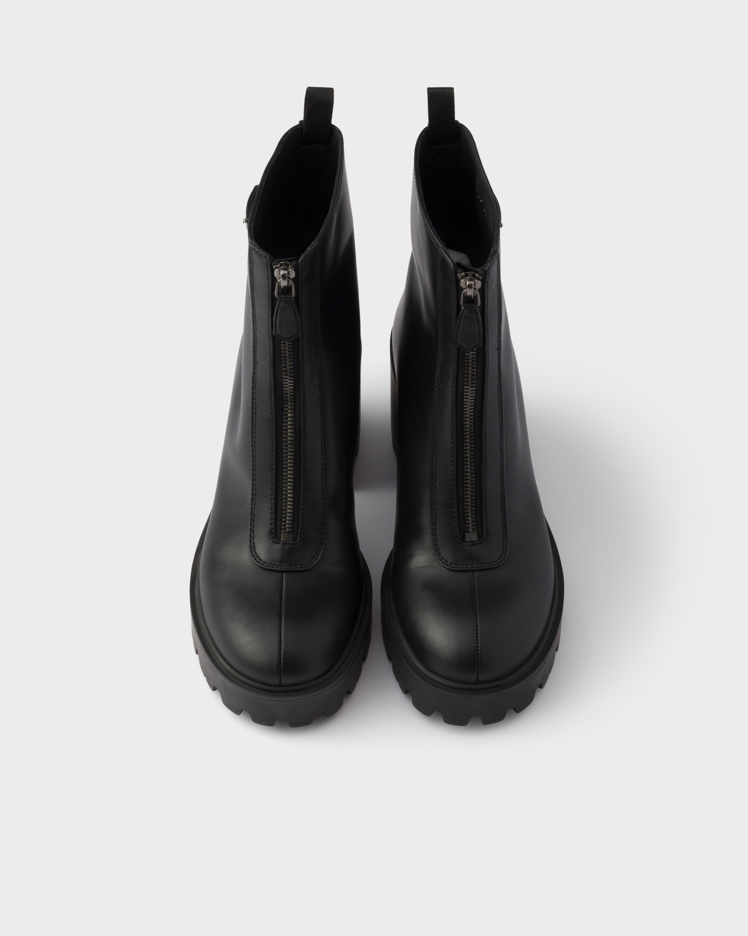 Black Leather Ankle Boots With Zipper | PRADA - Singapore
