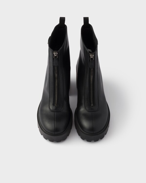 Leather ankle boots with zipper - Black Leather ankle boots with zipper - Black