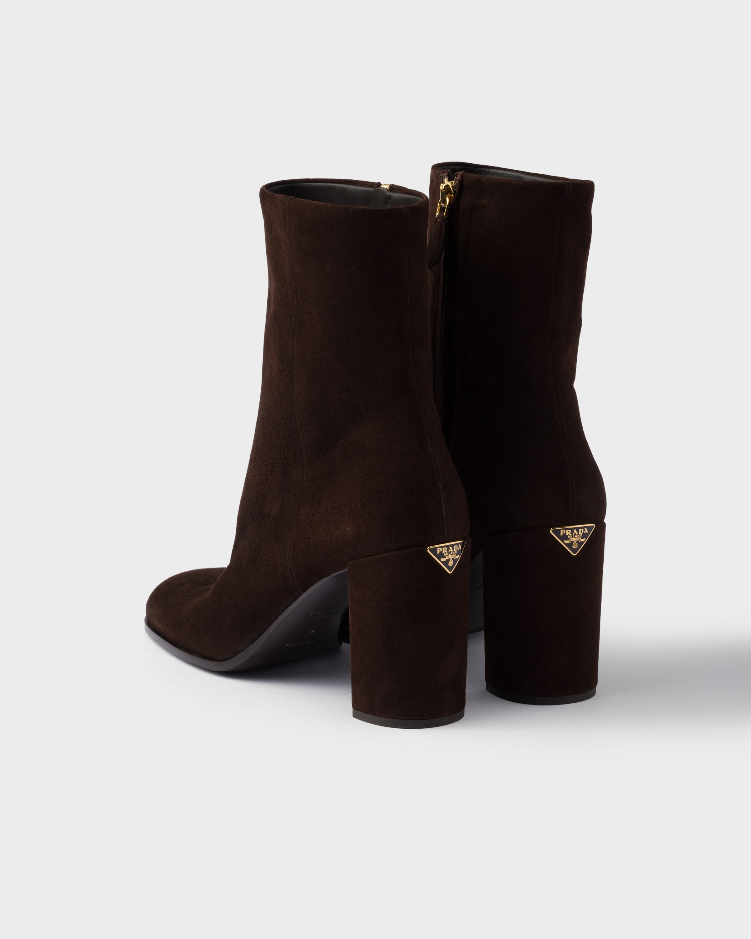 Dark Brown Suede booties | PRADA