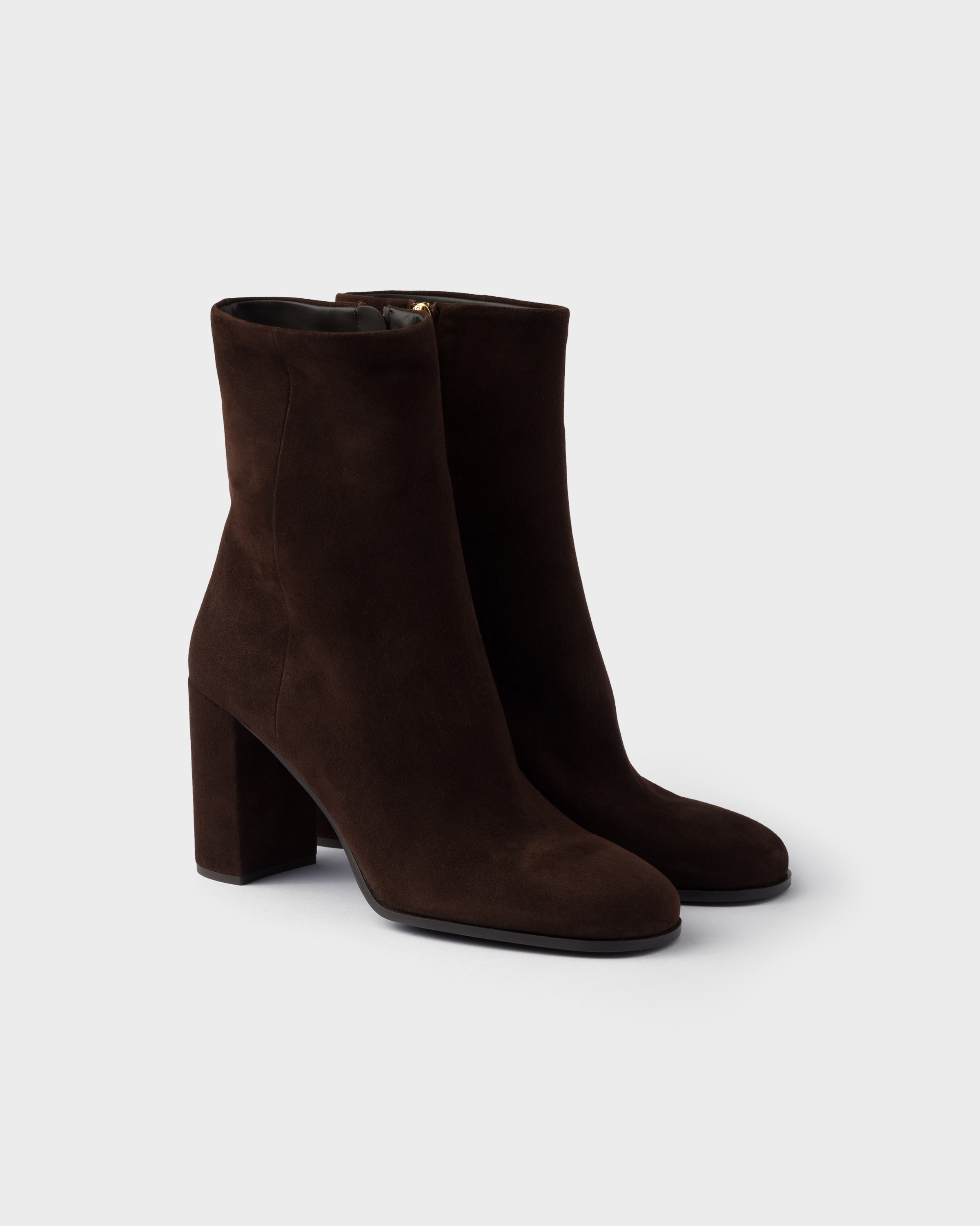 Prada Suede Booties In Brown