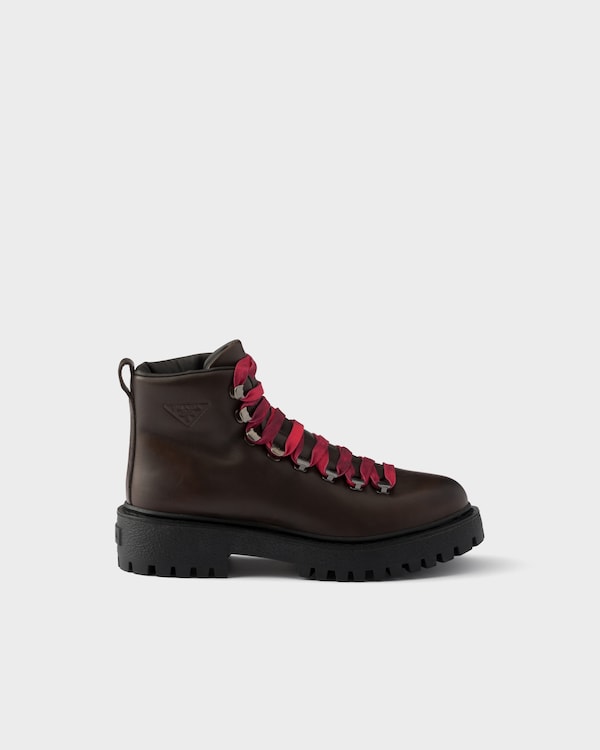 Leather lace-up booties - Teak Leather lace-up booties - Teak