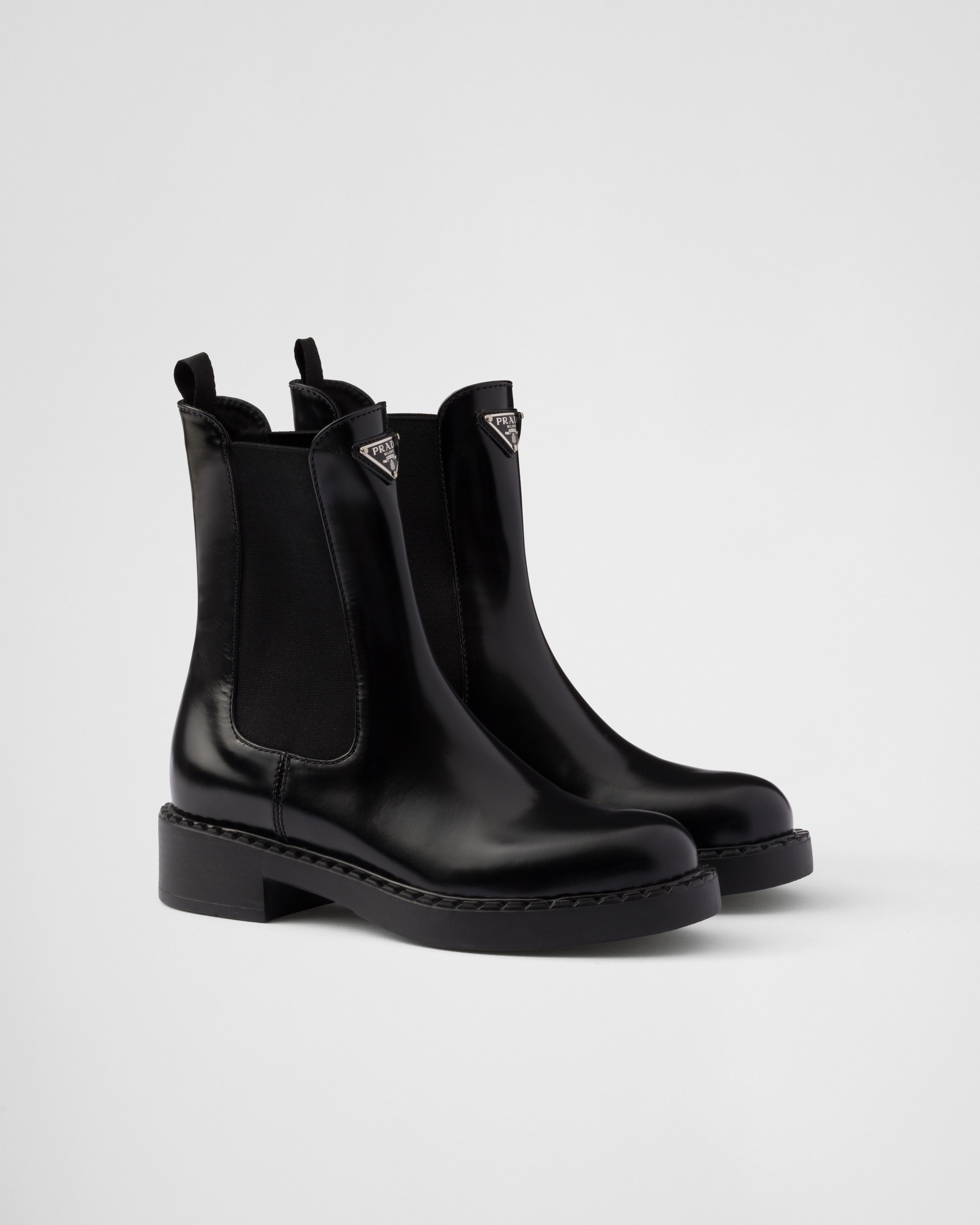 Prada black leather chelsea boots 2025