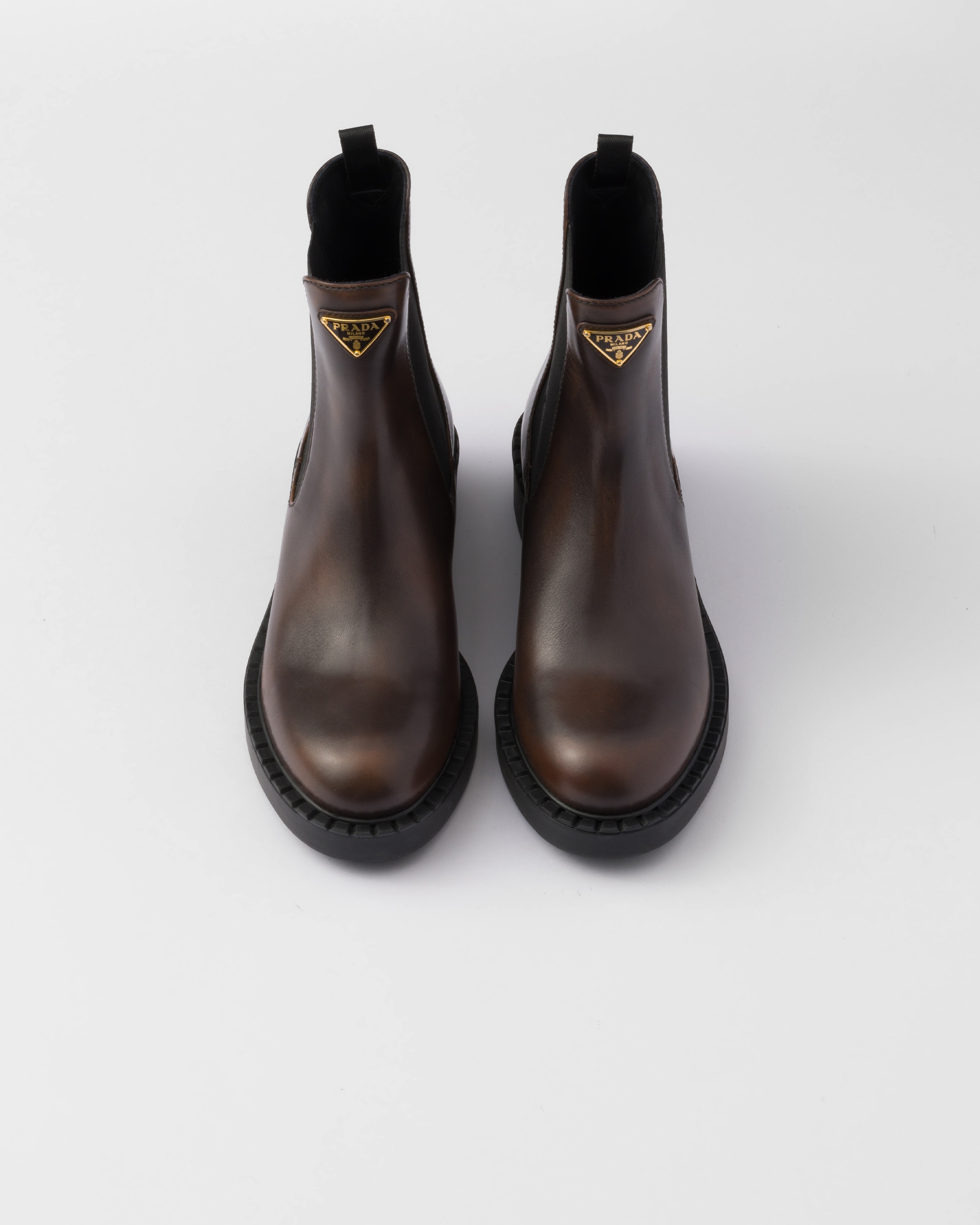 Prada Leather Chelsea Boots Women Dark Brown Size 37 5