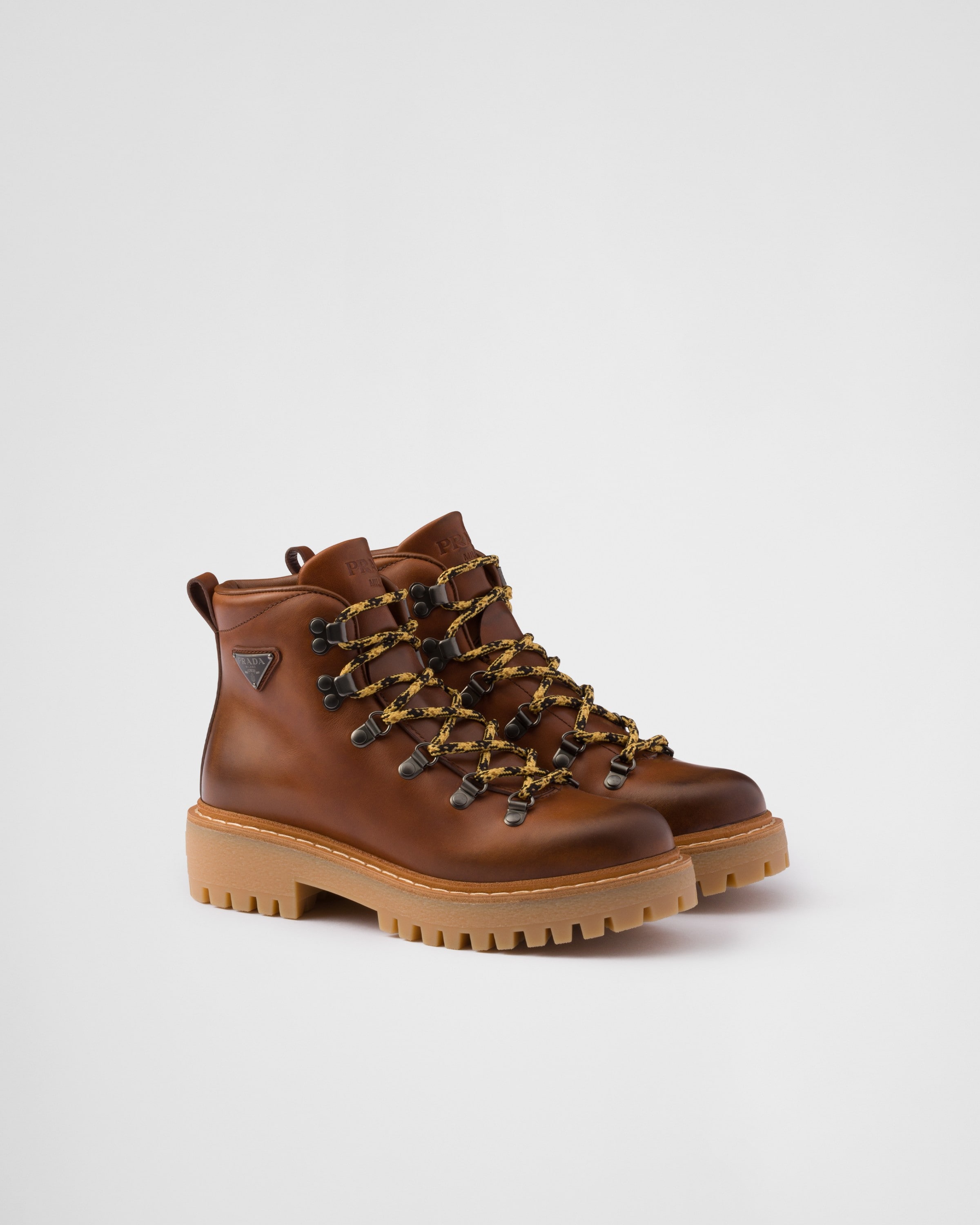 Prada St. Moritz Hiking Boot In Cognac