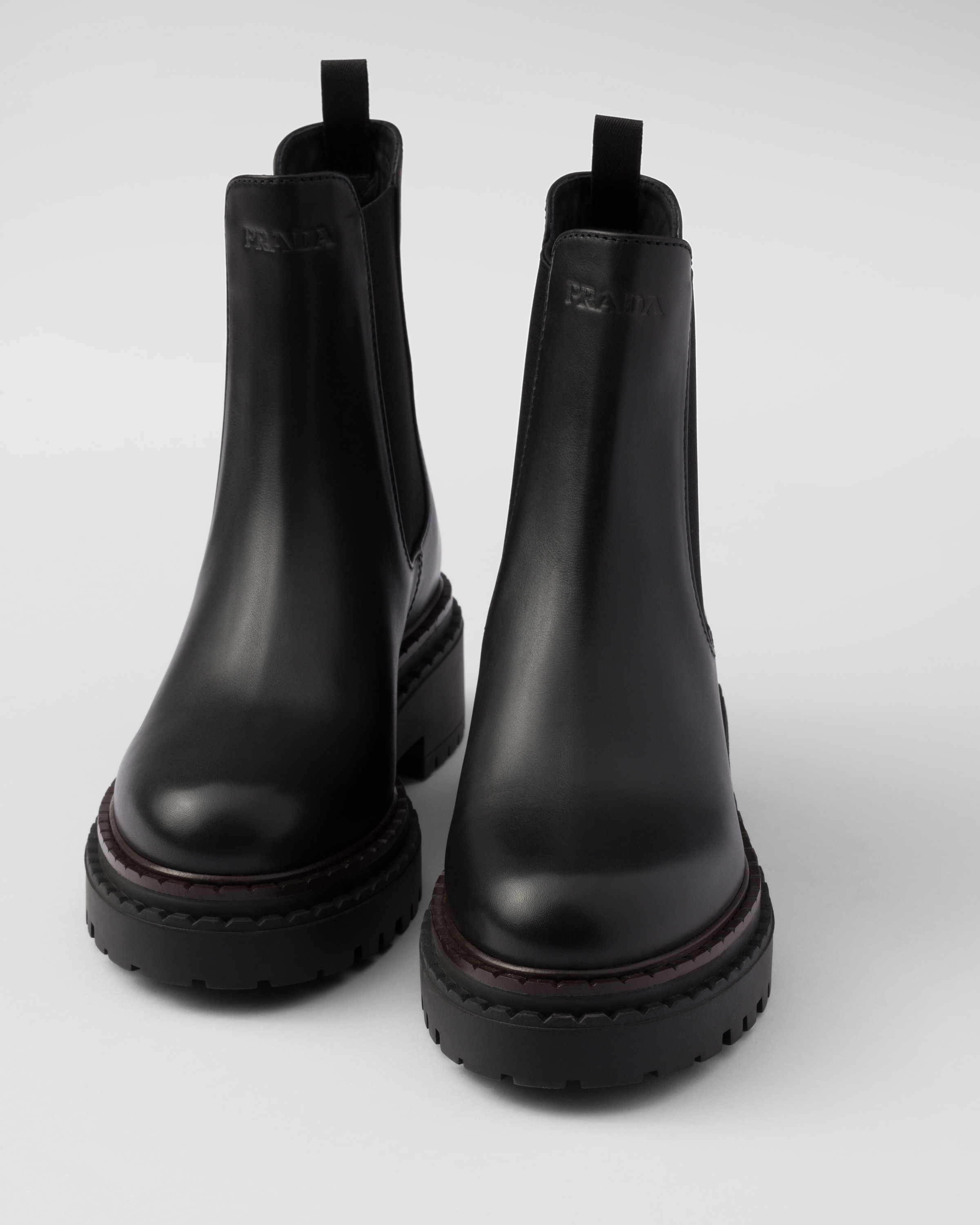 Black Leather Chelsea Boots PRADA