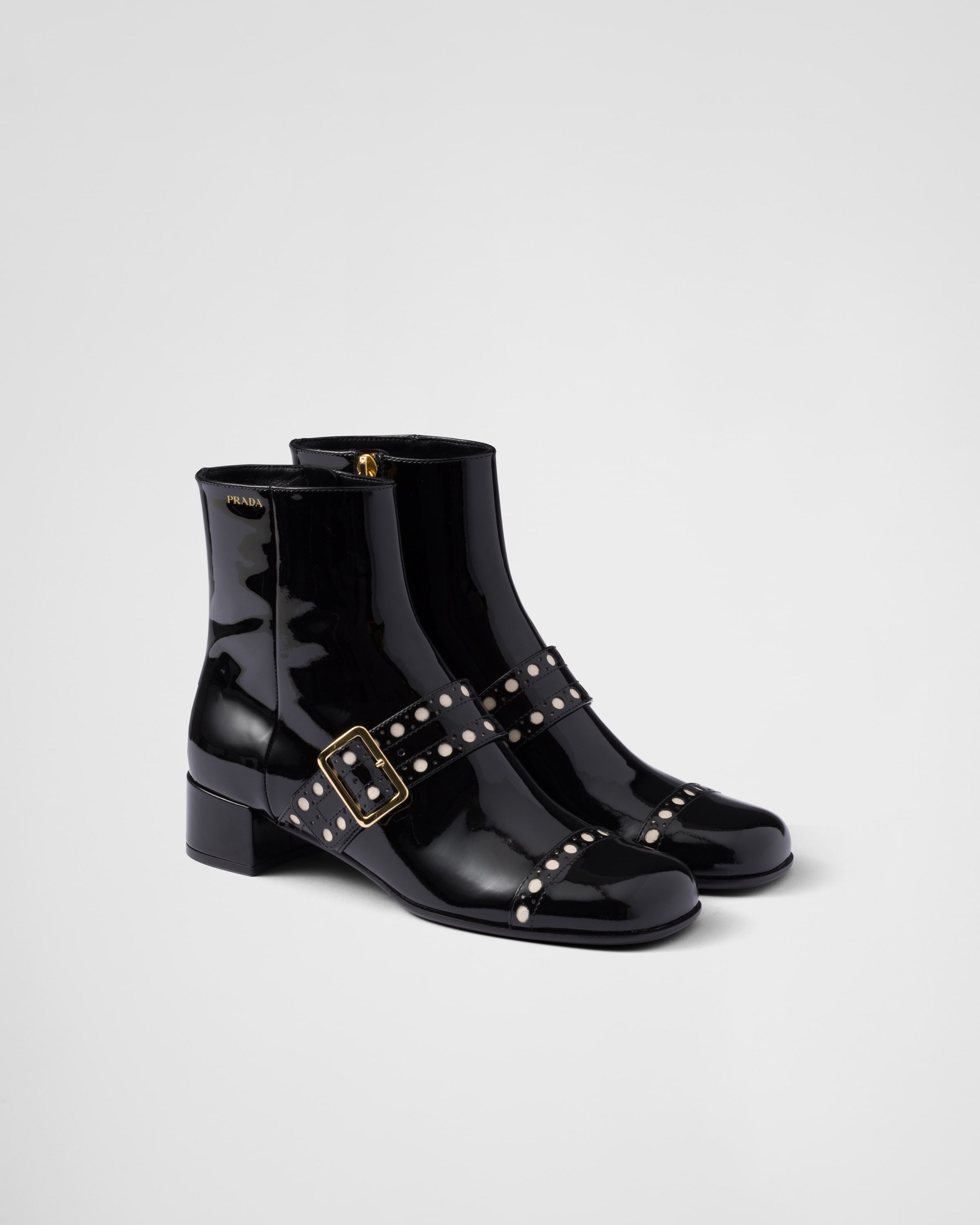 Black Patent Leather Ankle Boots PRADA
