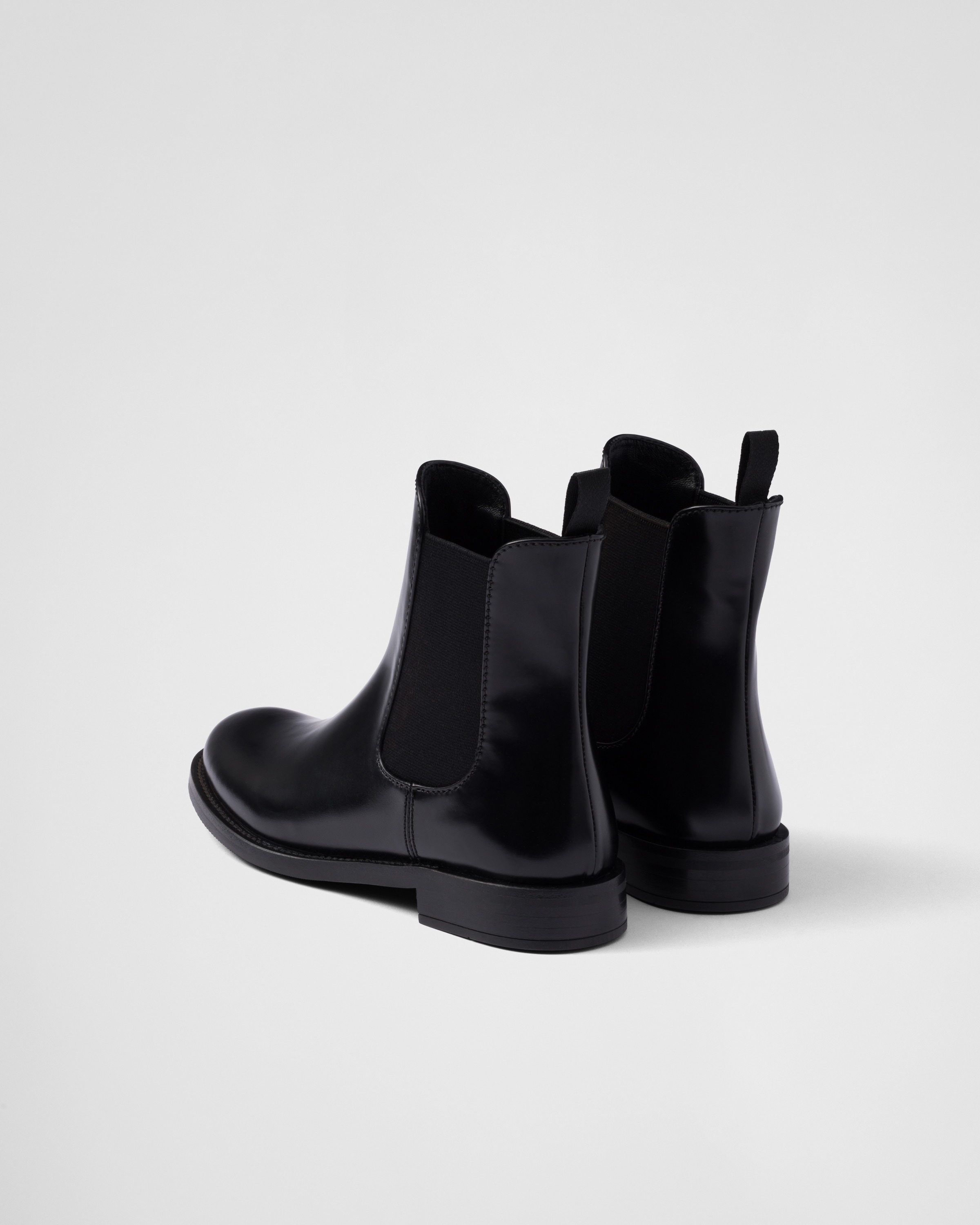 Prada Brushed Leather Ankle Boots In Black