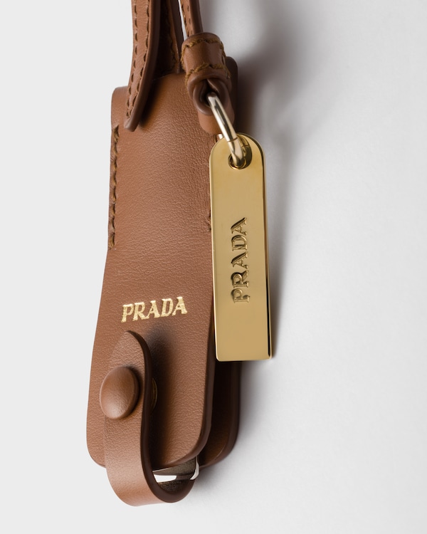 Leather keychain charm with mirror case - Cognac Leather keychain charm with mirror case - Cognac