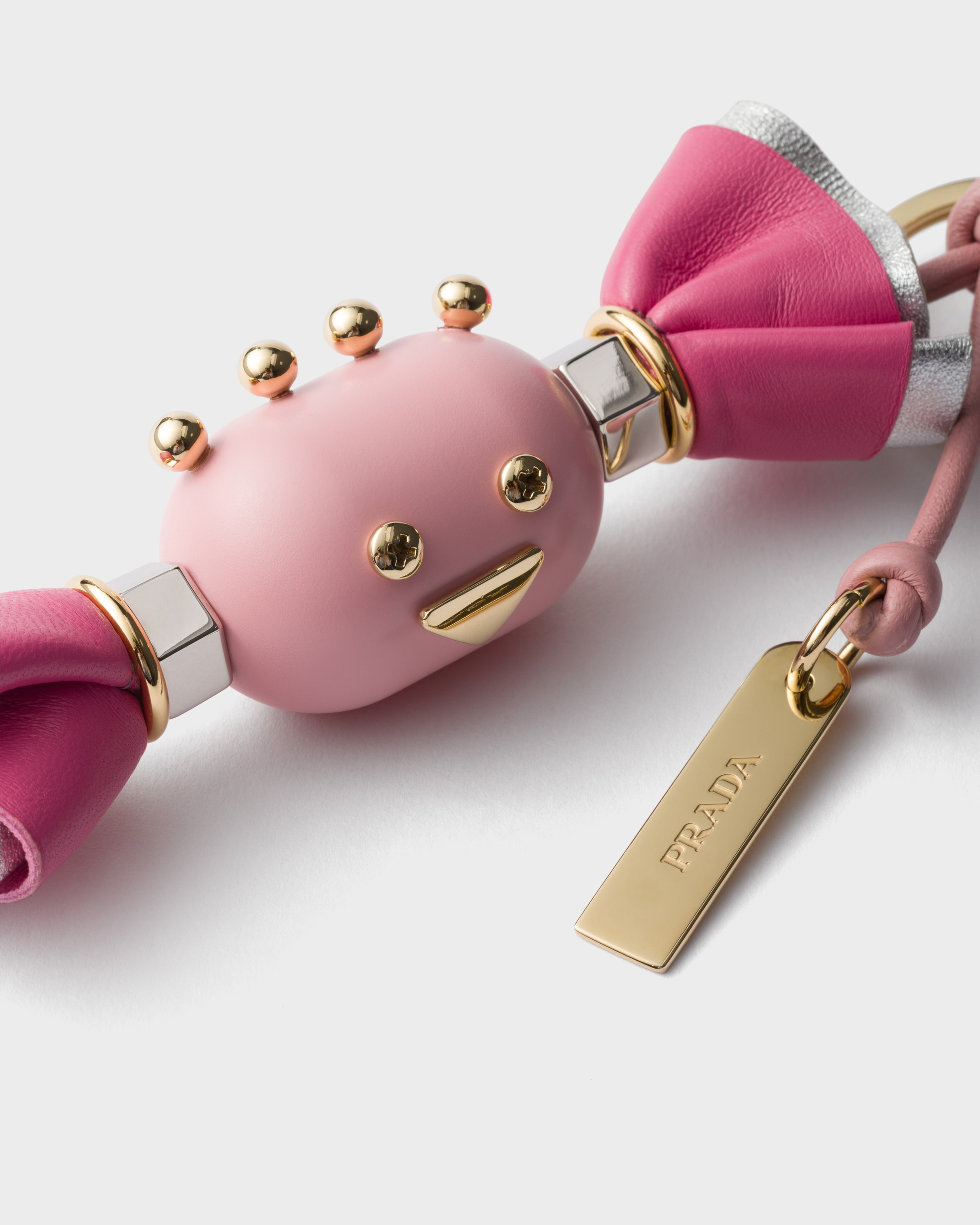 Begonia Pink/Peach Candy Plexiglas and leather key ring charm